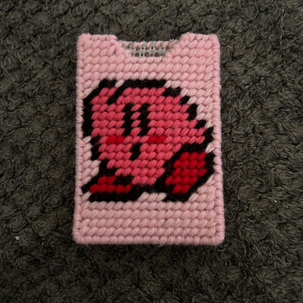 Handcrafted Pink Kirby Knit Card holder